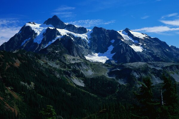 Panorama des montagnes enneigées sur fond de ciel