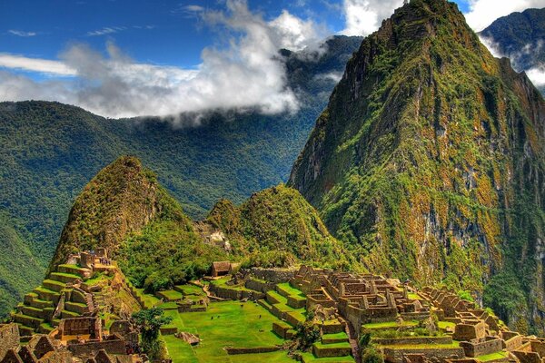 Ancient buildings among high mountains