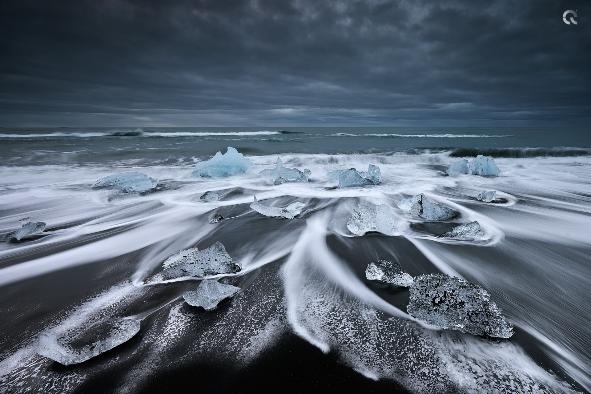 islandia laguna glacial jökülsaurlön océano playa lago