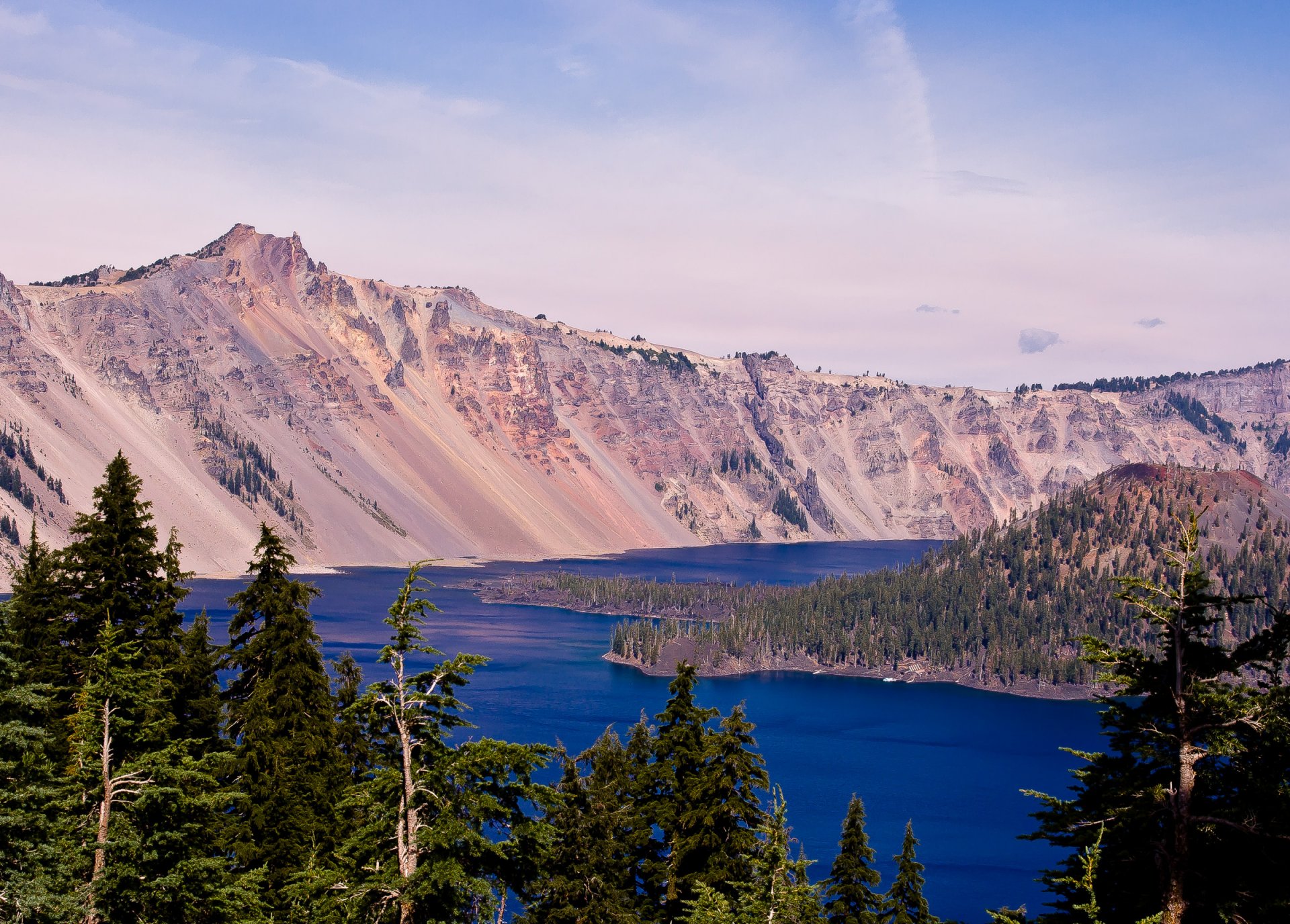 crater lake oregon united states sky lake mountain forest tree landscape
