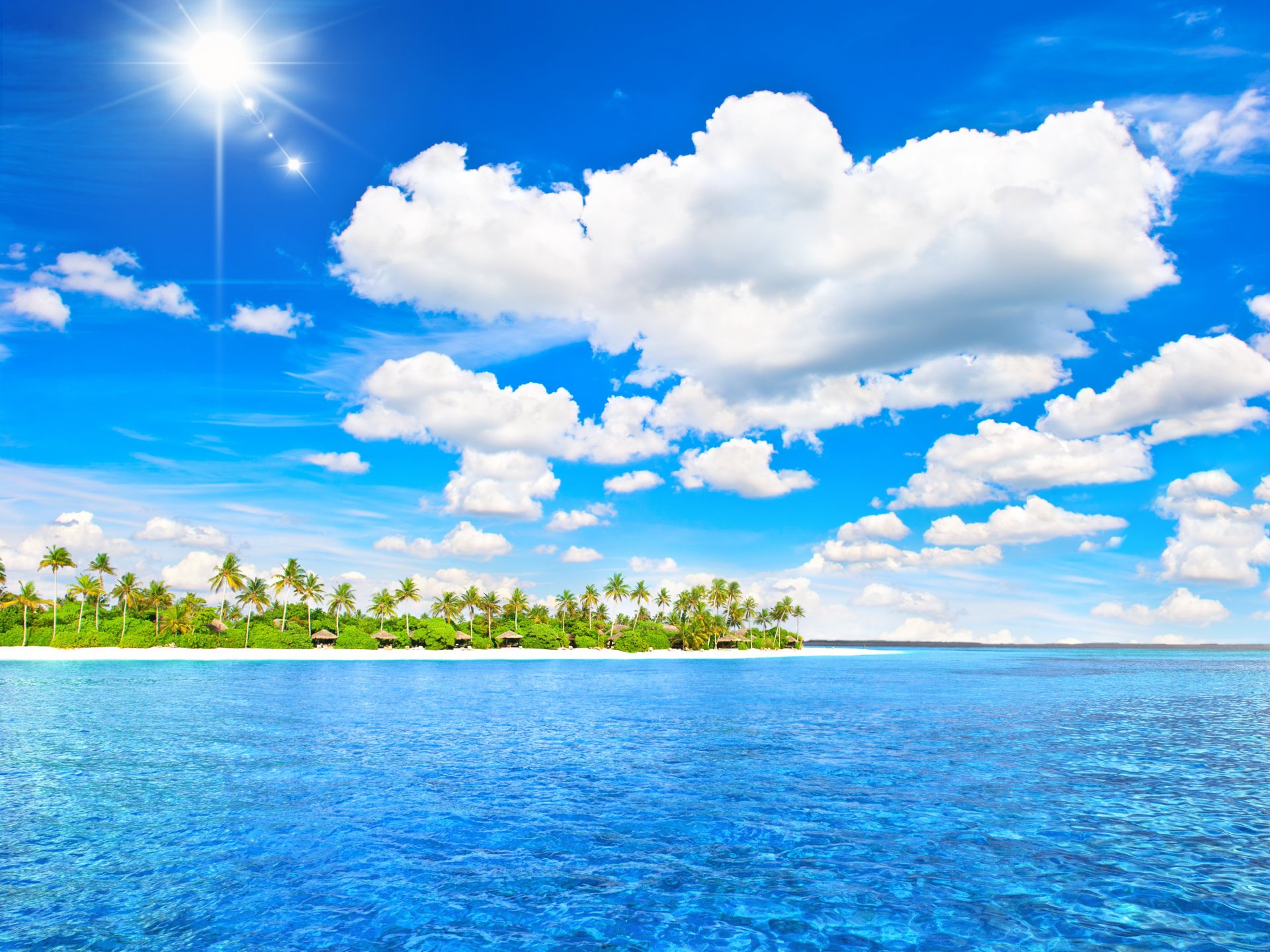 tropisch paradies insel palmen meer ozean sonne sommer urlaub strand tropen