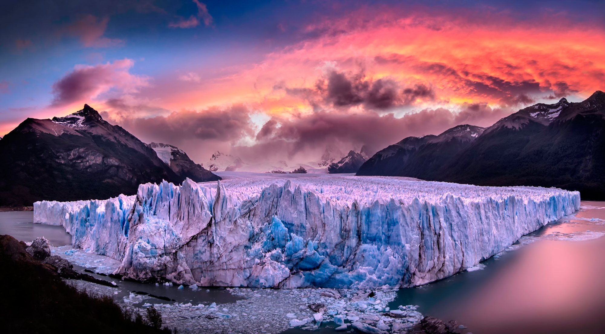 glacier montagnes ciel nuages