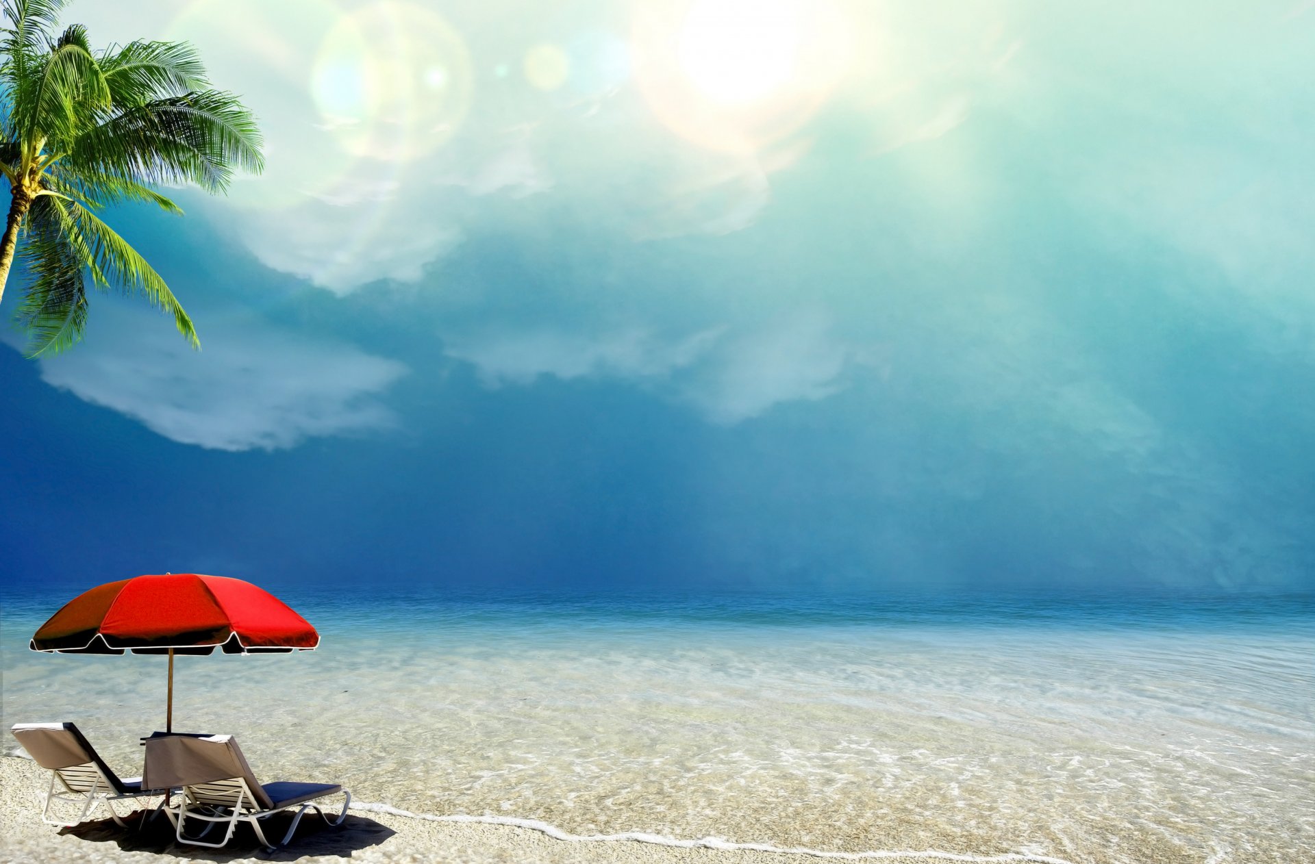 tropical paradise beach palms sea ocean summer vacation palm tropics sand