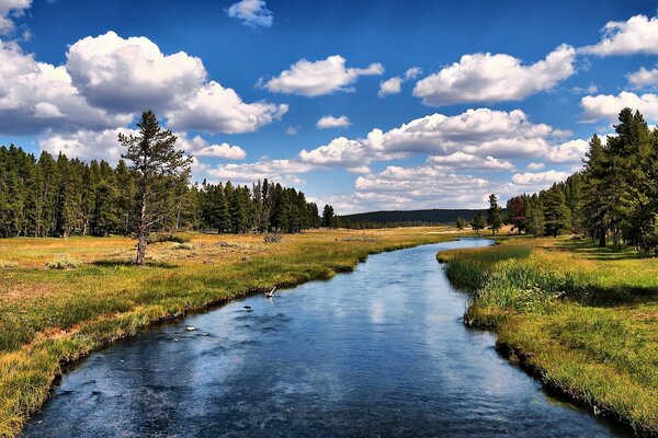 Hermoso paisaje con el río azul