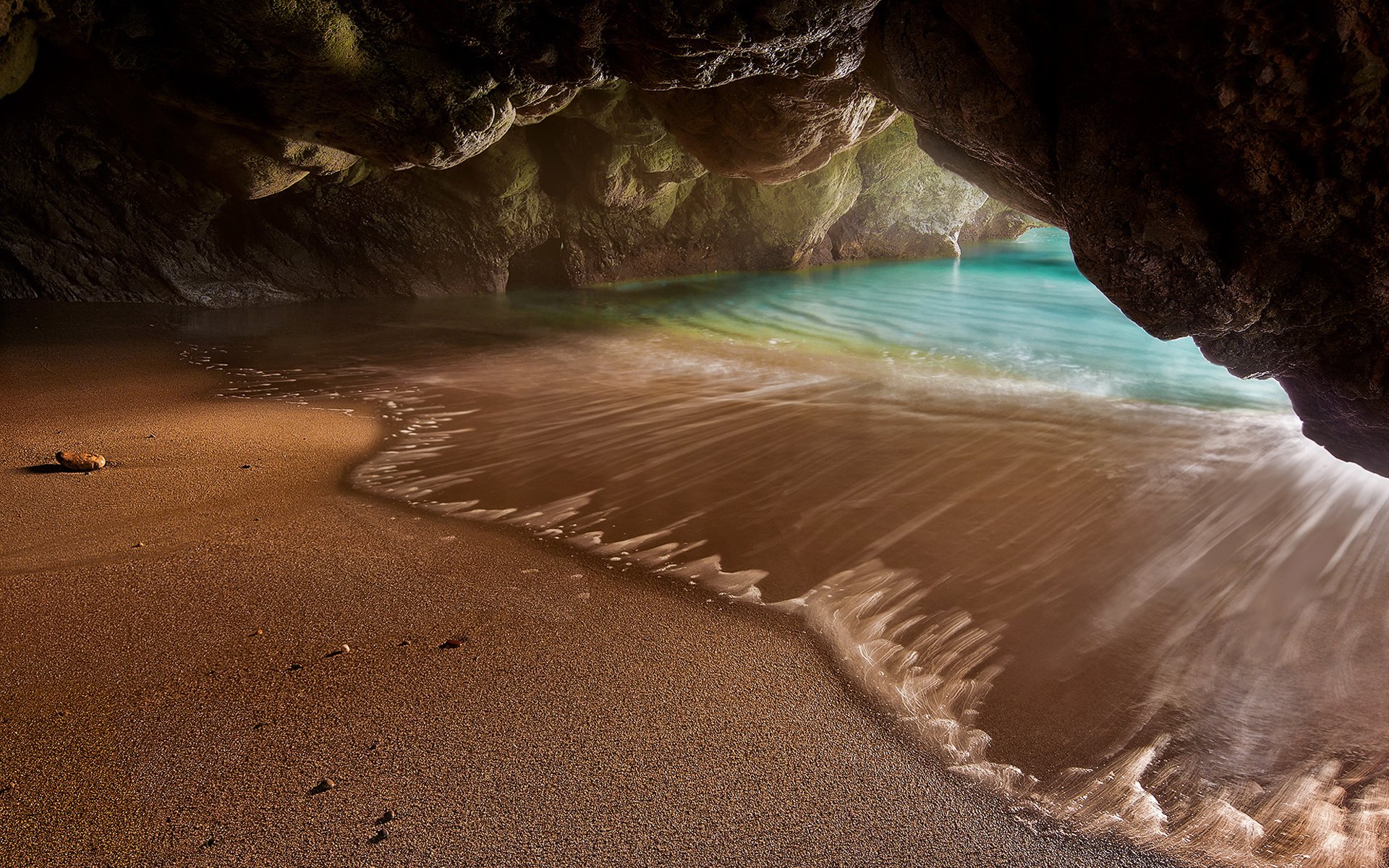 meer strand sand wasser felsen grotte