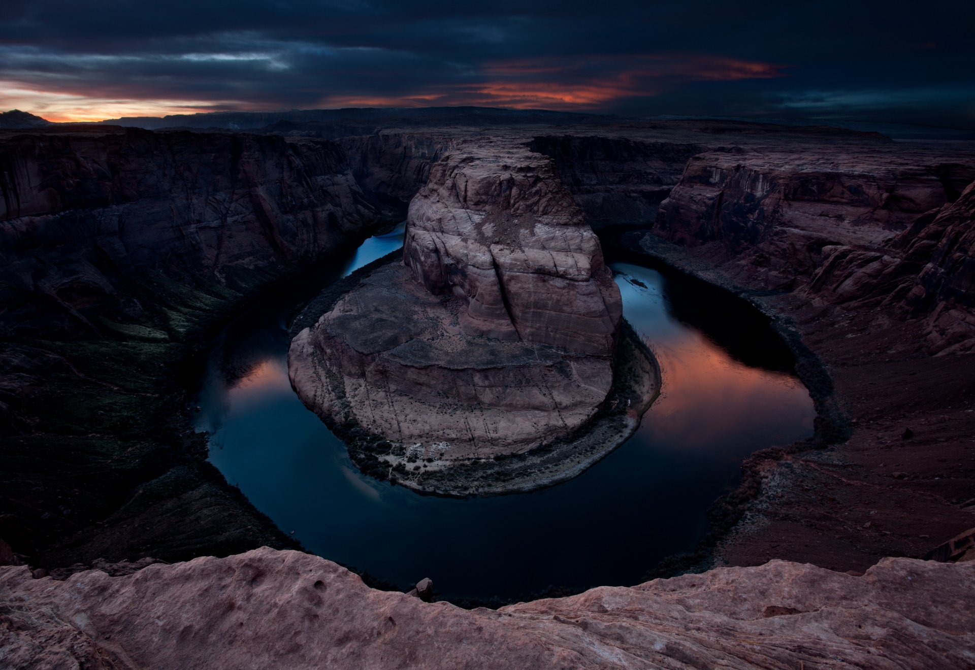 united states state arizona river colorado canyon horseshoe horseshoe bend night