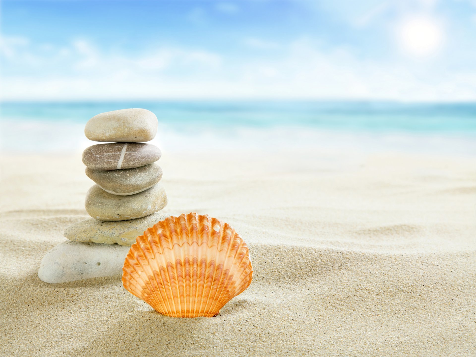 nature sky clouds sea beach summer shell