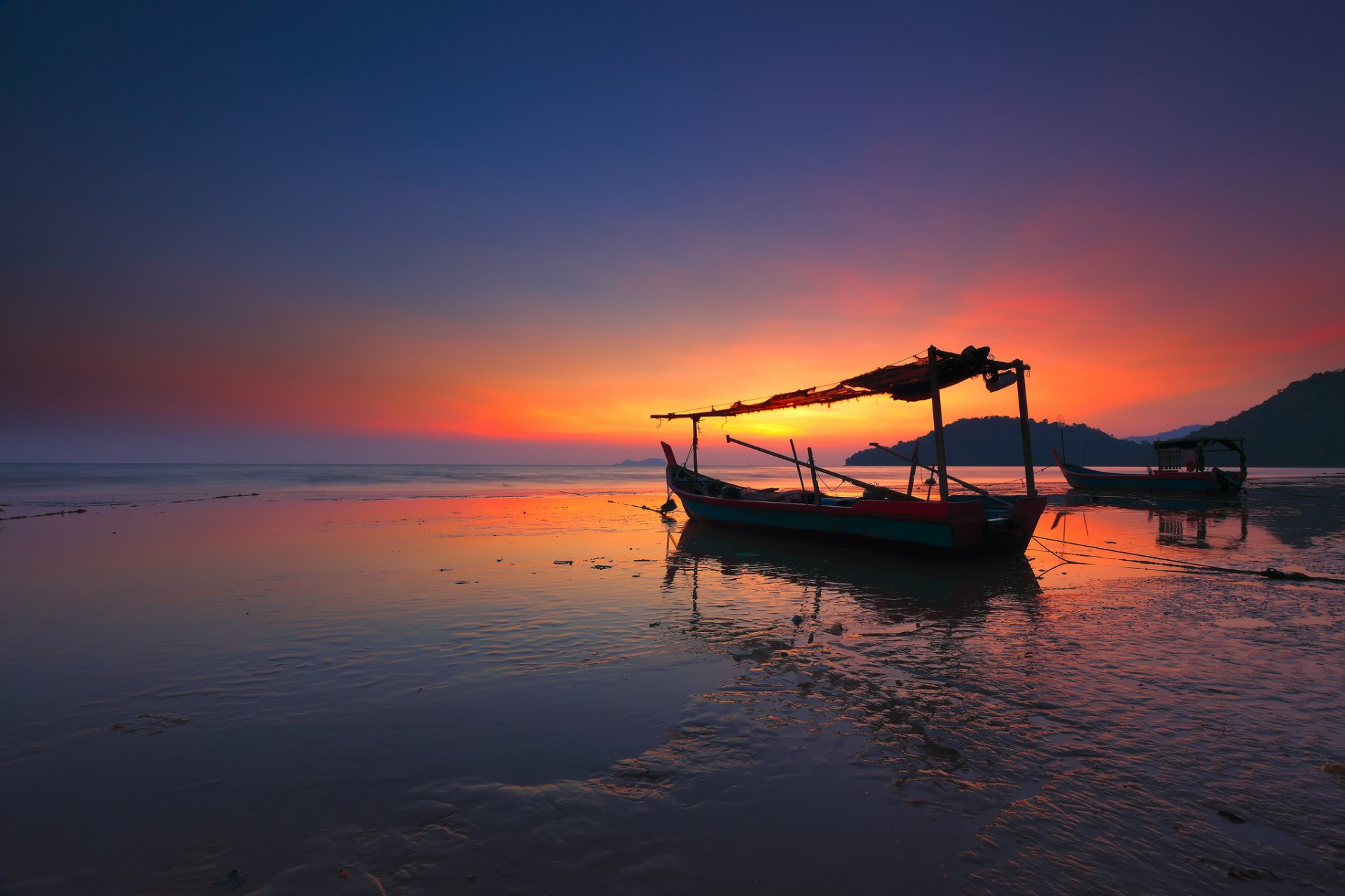 océano amanecer barco paisaje