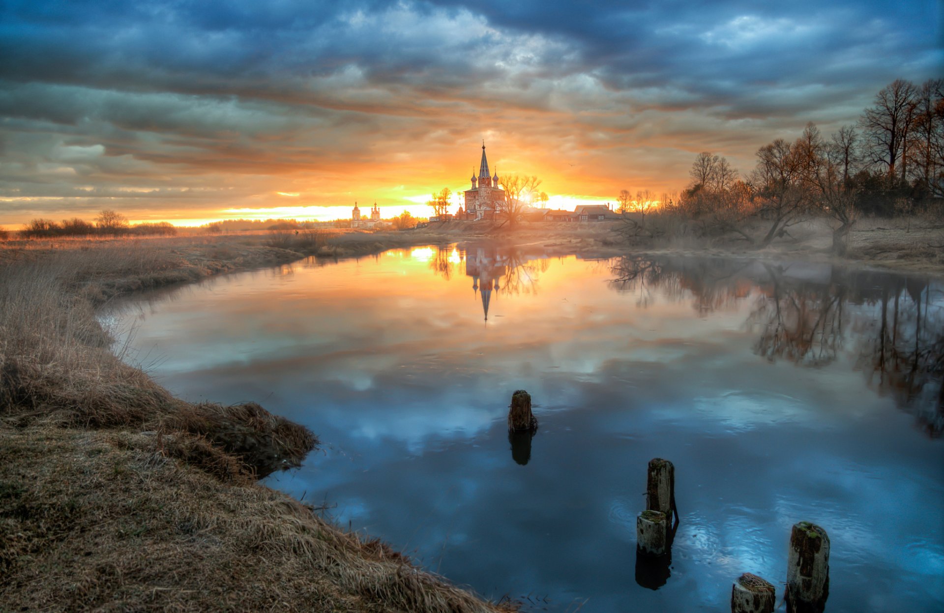 the village dunilovo april morning dawn