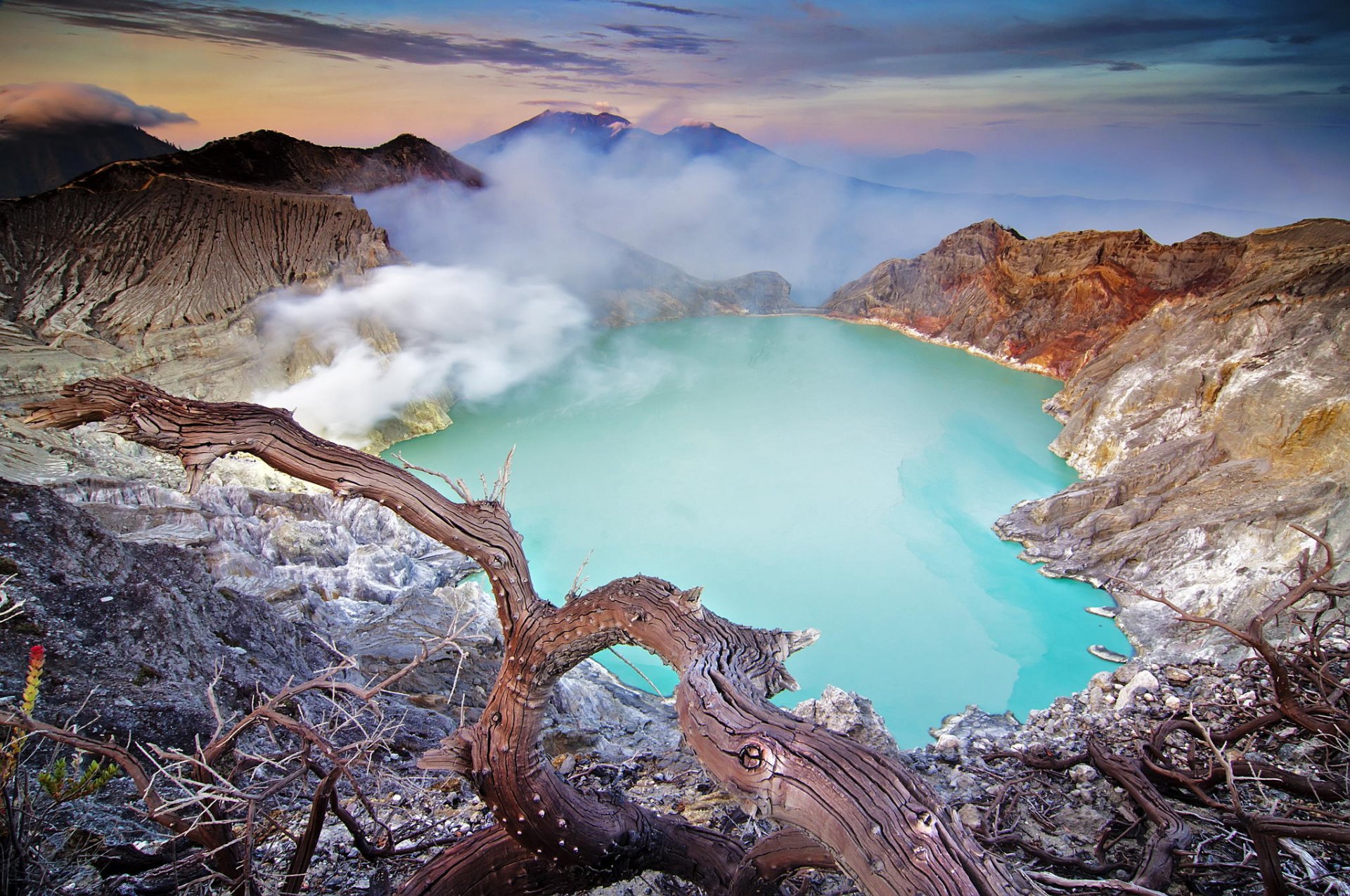 mountain hot spring nature lake