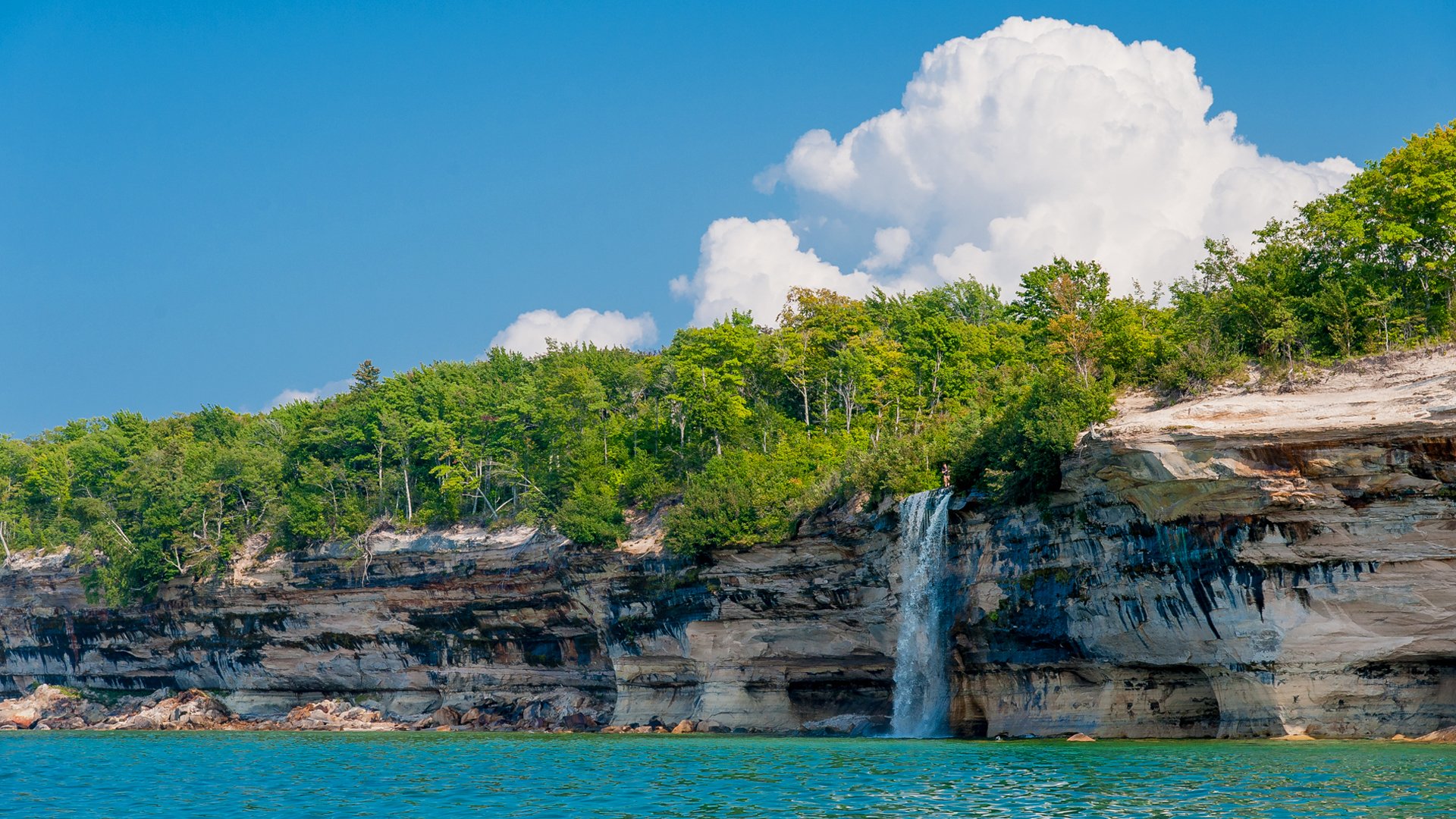 estados unidos paisaje cielo lago costa roca árboles