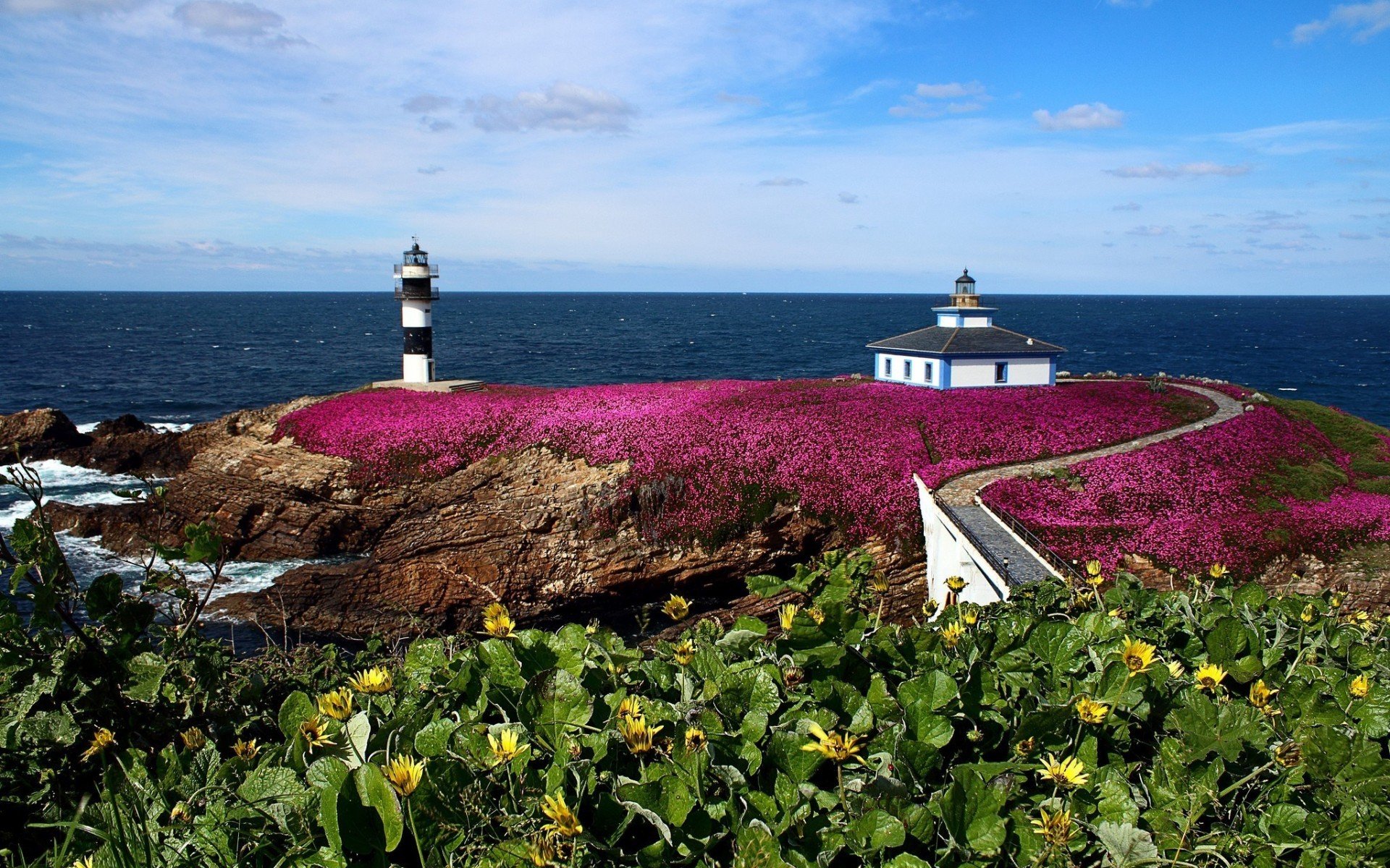 landscape nature lighthouse europe spain galicia punch island photo