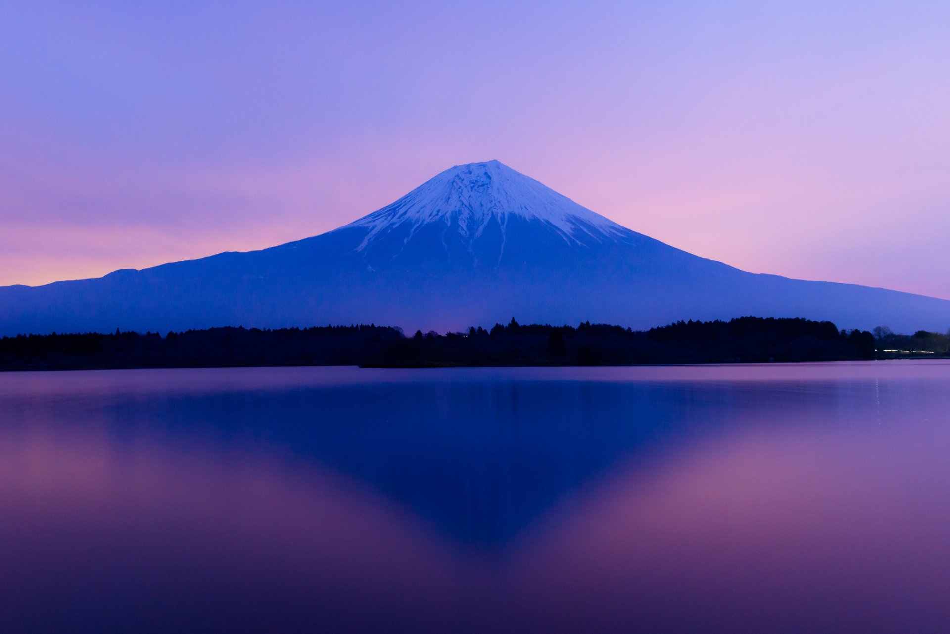 giappone monte fujiyama cielo tramonto lago alberi