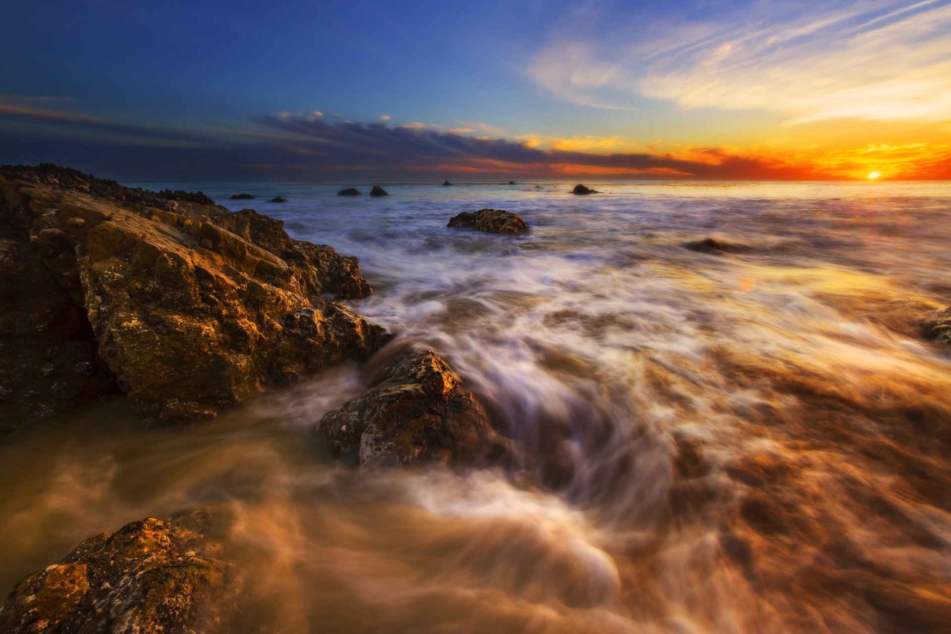 ea beach stones sun dawn