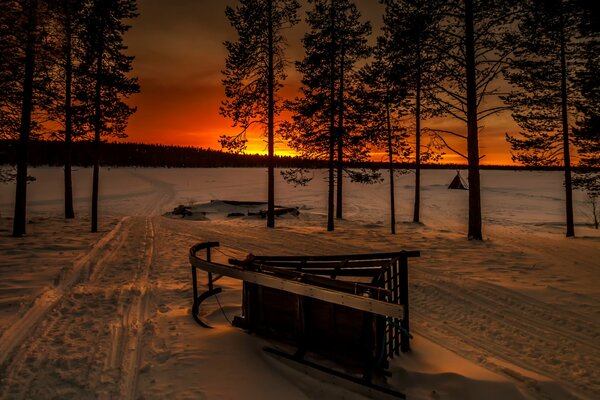 Sunset on the toboggan run