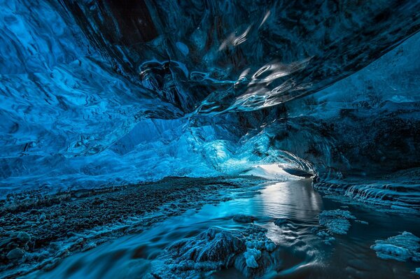 Ice cave in nature