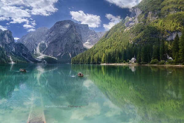 Landscape of a lake in the mountains