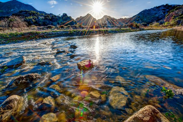 Paysage de lacs transparents à Malibu