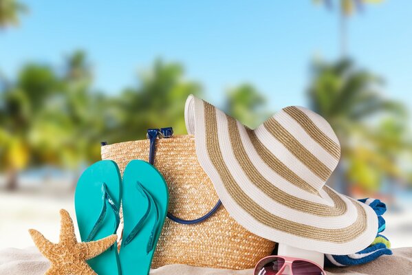 Accesorios para vacaciones de verano en la playa