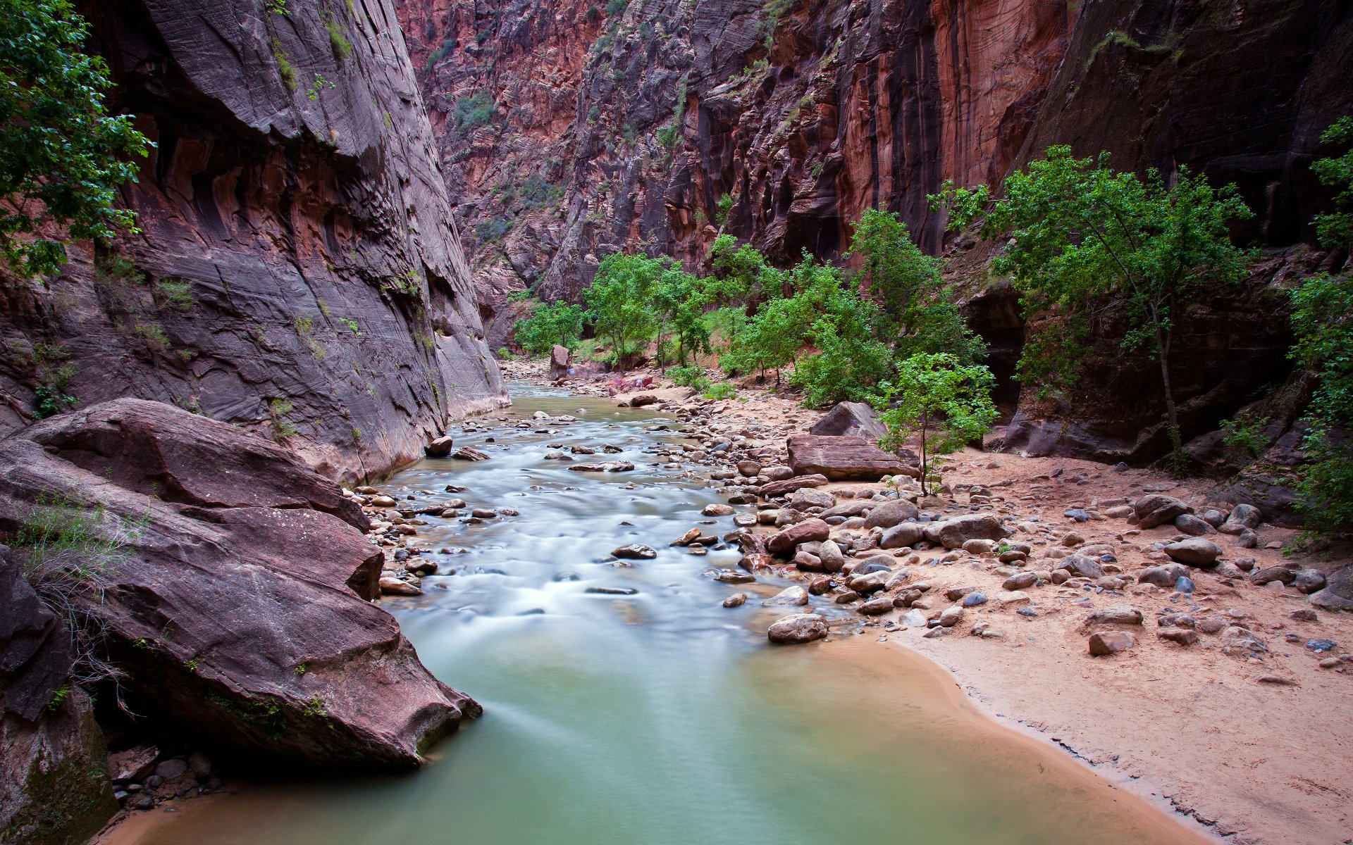 zion national park utah fluss schlucht felsen steine zion national park usa