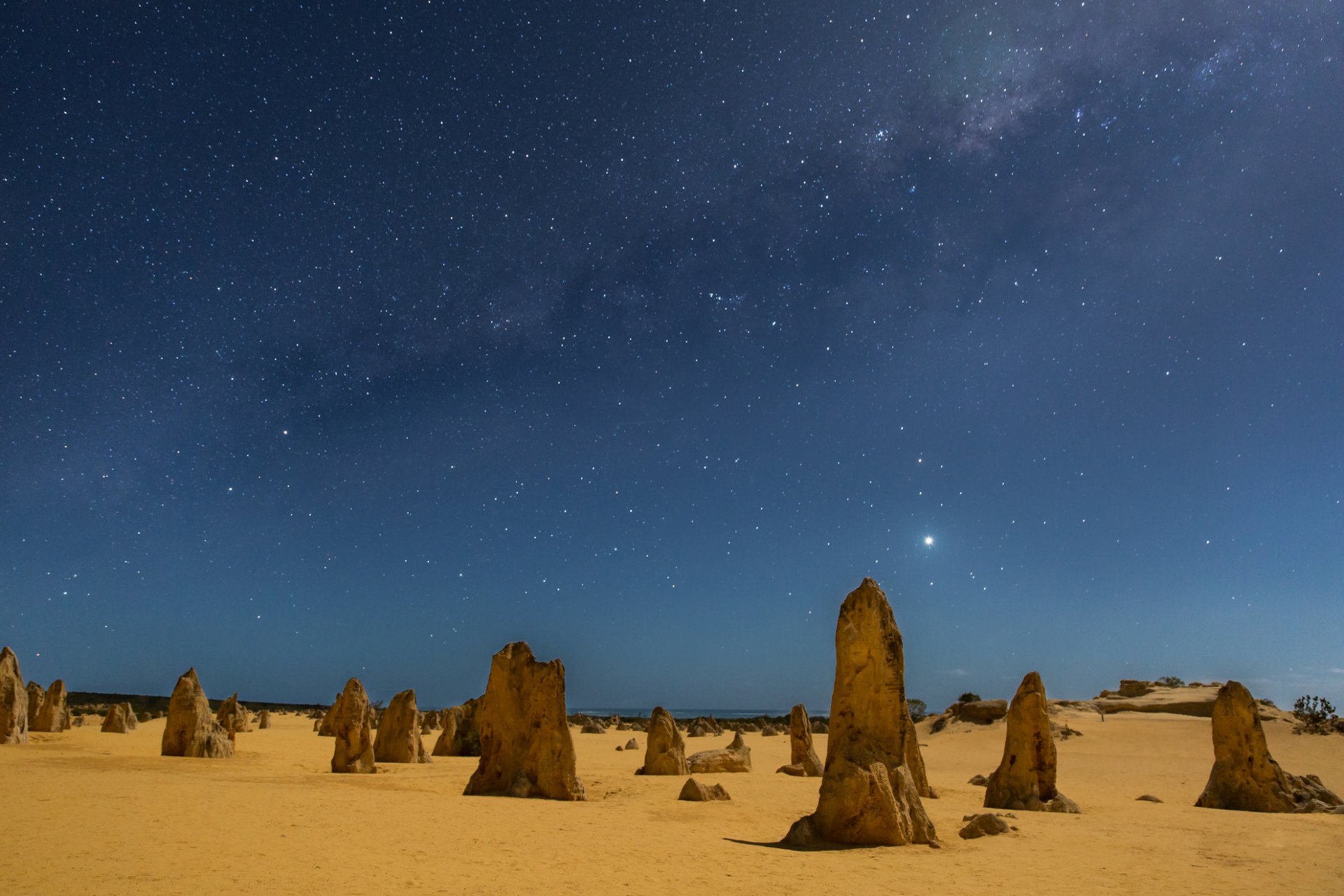 vía láctea arena estrellas noche pilares parque nacional de nambung australia australia occidental parque nacional de nambung