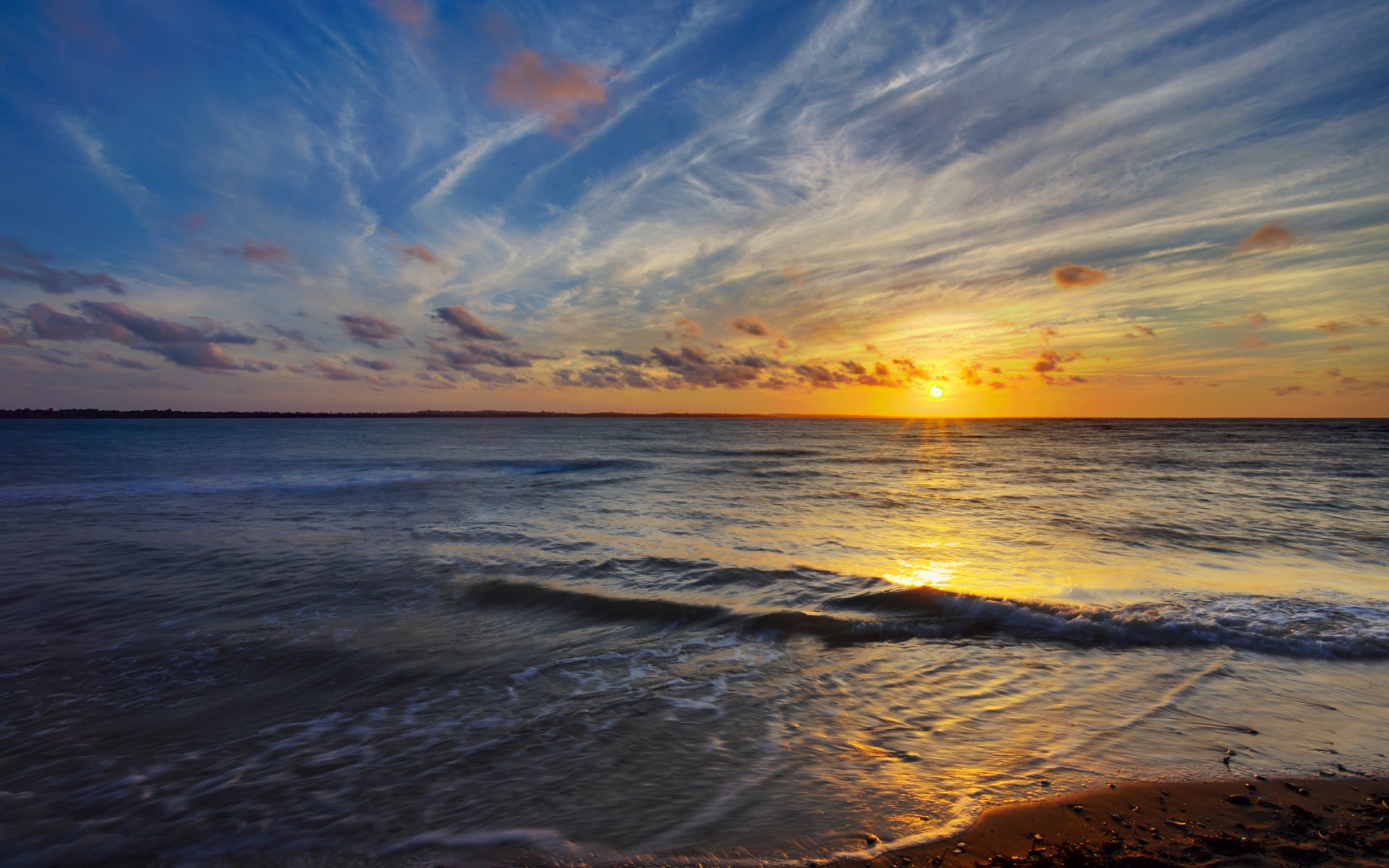 ea clouds waves sand sunset sun night