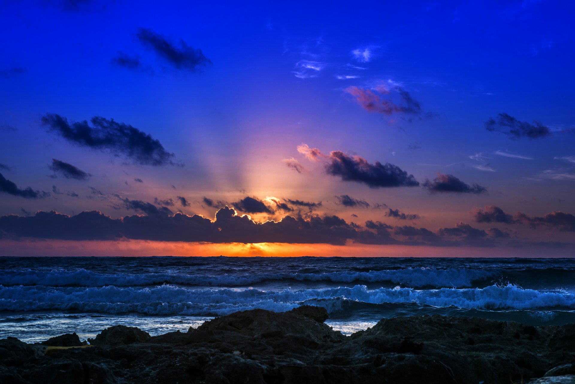 cielo nuvole tramonto orizzonte mare onde surf costa rocce