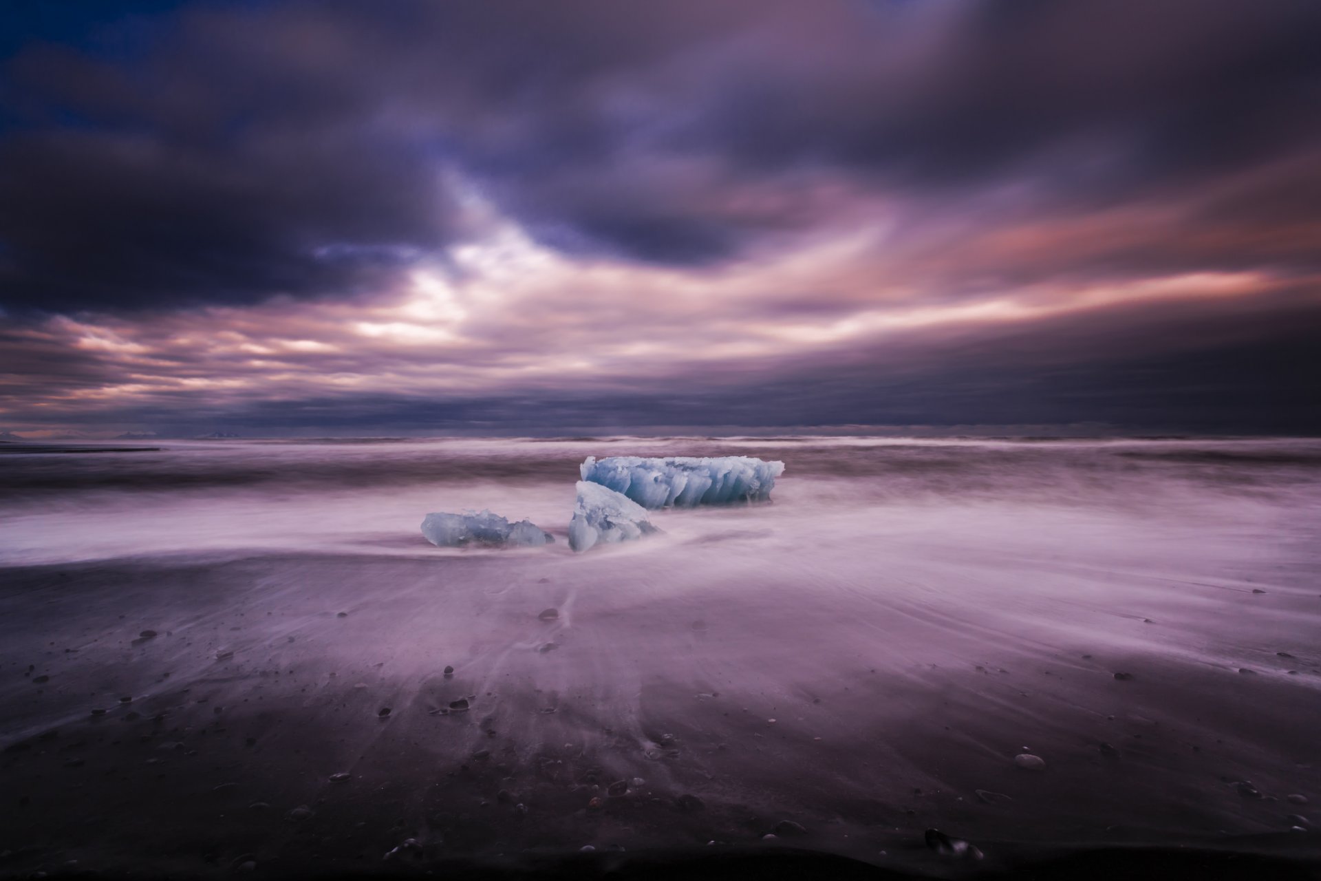 południowa islandia skandynawia zima ocean wybrzeże kra