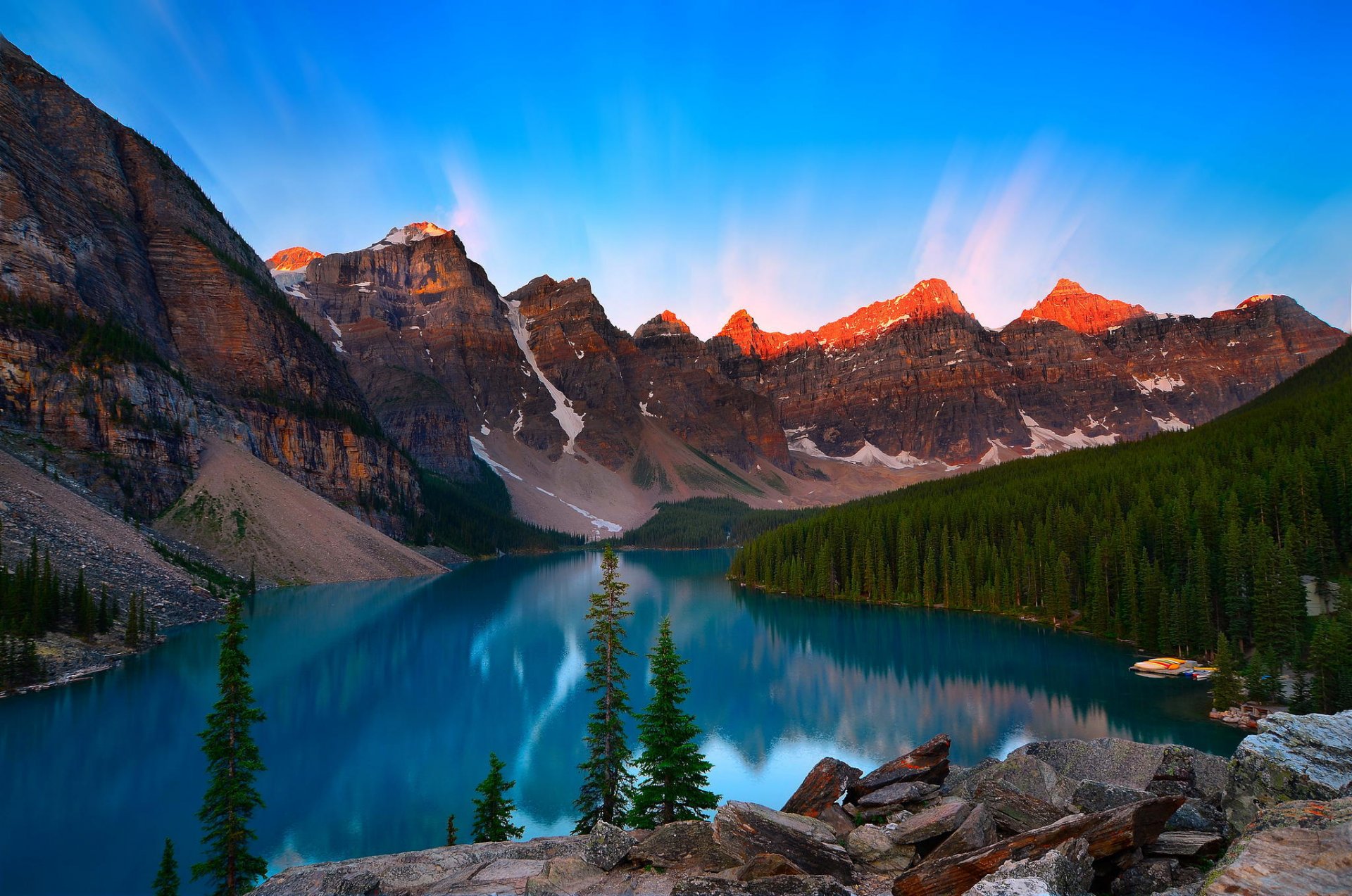 montagnes rivière forêt lac nature