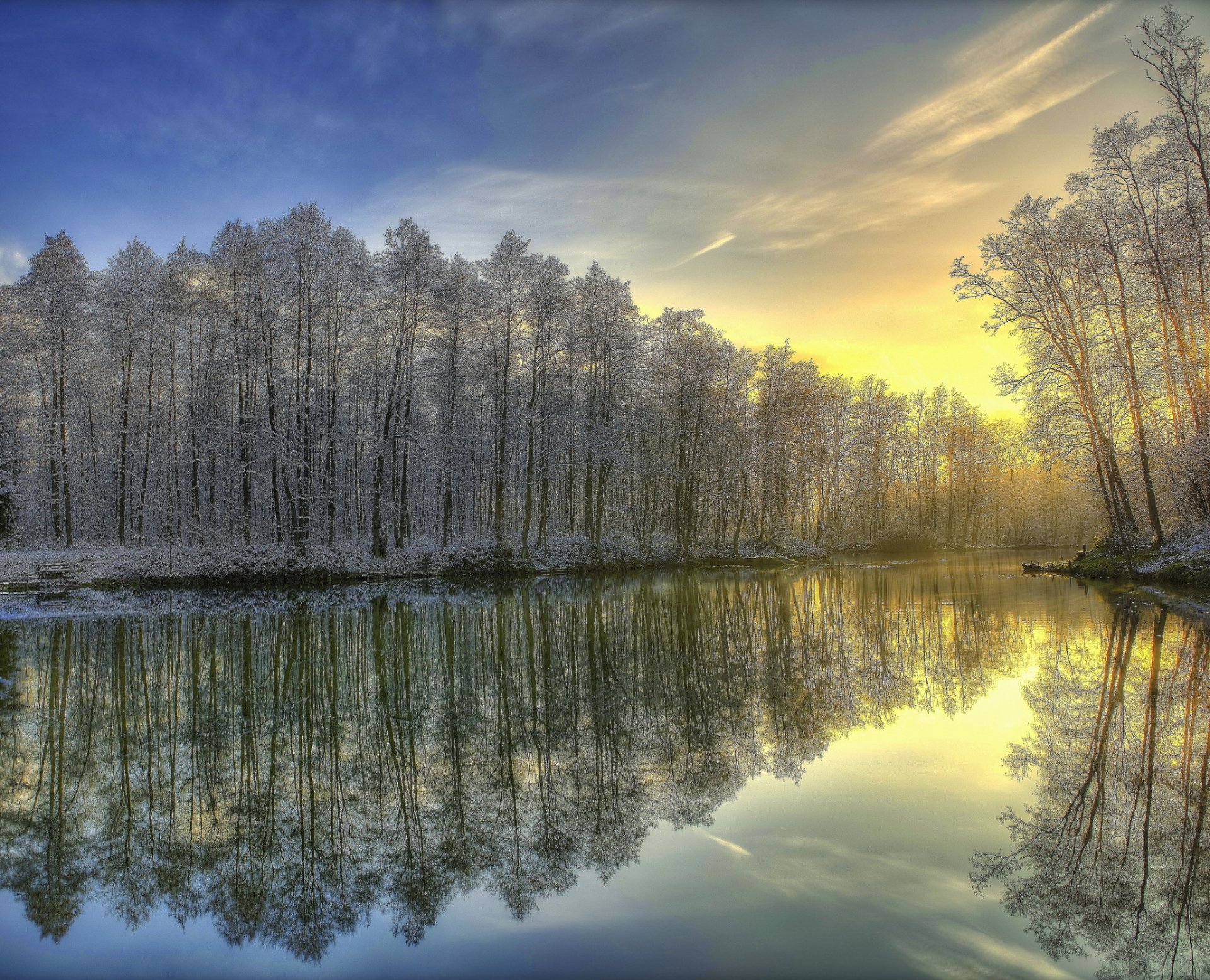 winter wald frost fluss morgen sonnenaufgang