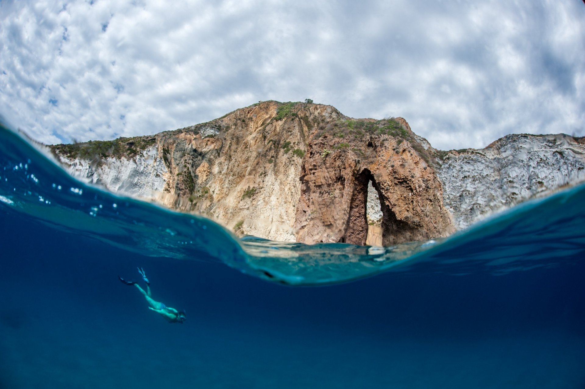 ocean rock underwater world man water nature