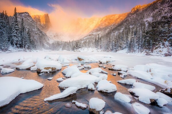 Der Rocky Mountain National Park in Colorado, USA. Winterlandschaft