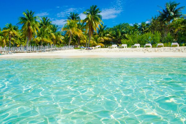 Tropical island beach and turquoise sea