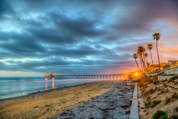 The coast in San Diego at sunset