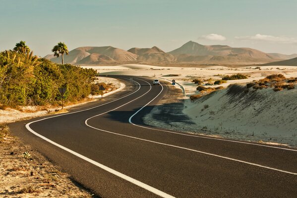 Winding road along the hills