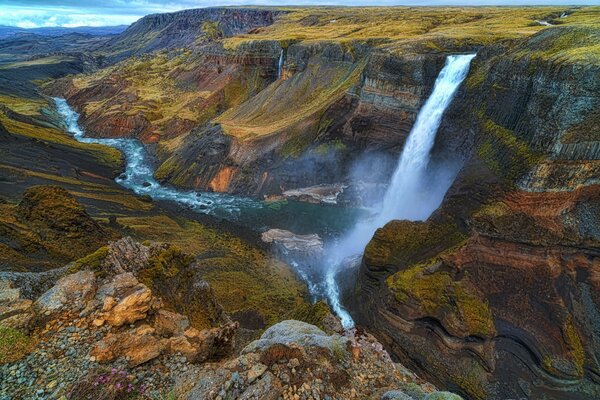 Icelandic waterfall into the Canyon River