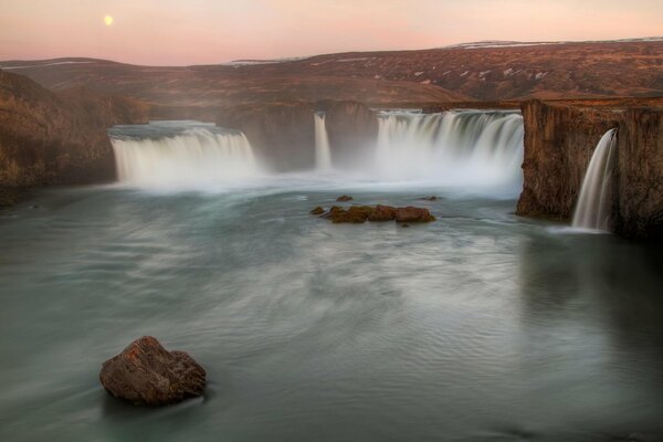 Iceland waterfall in the sea