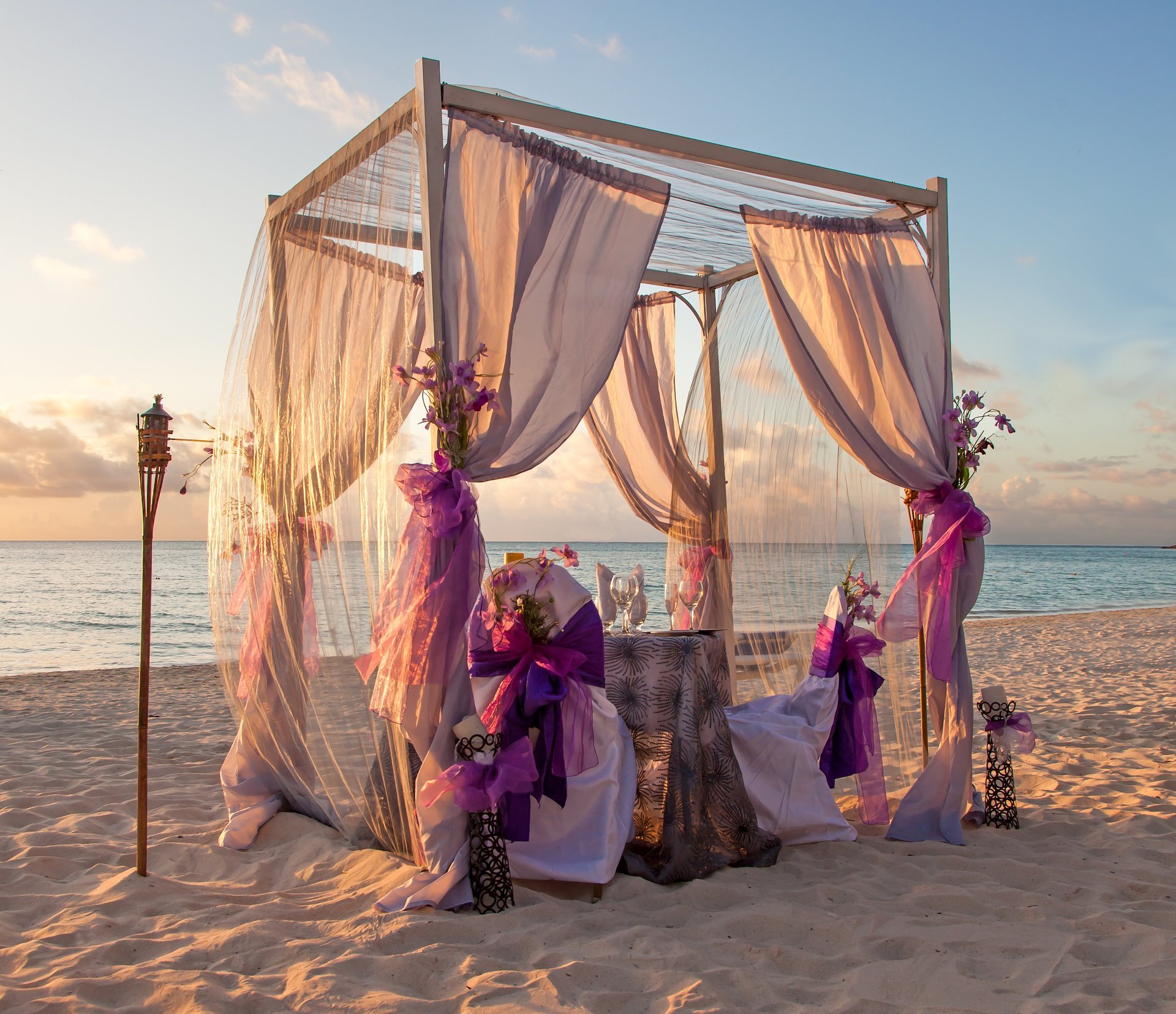 nature tropics sea coast gazebo table beach