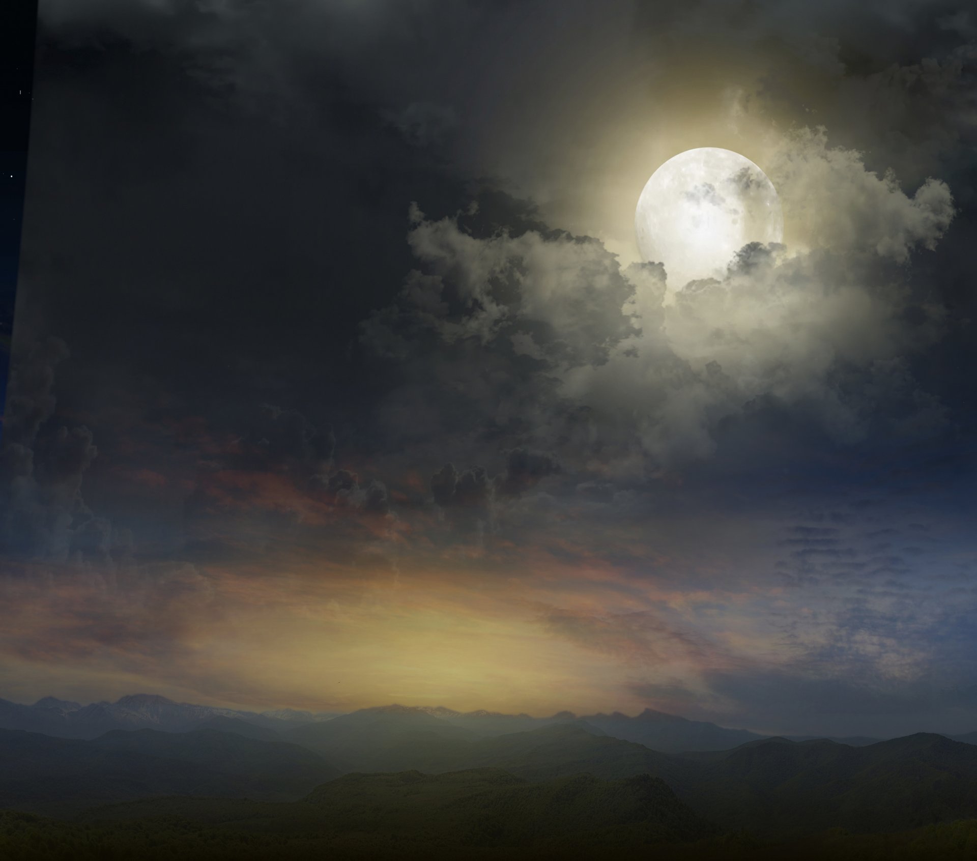 voll mond magische nacht himmel wolken landschaft natur