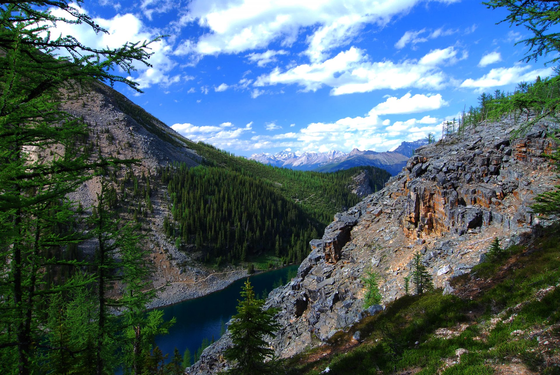 alberta canada cielo nuvole montagne lago