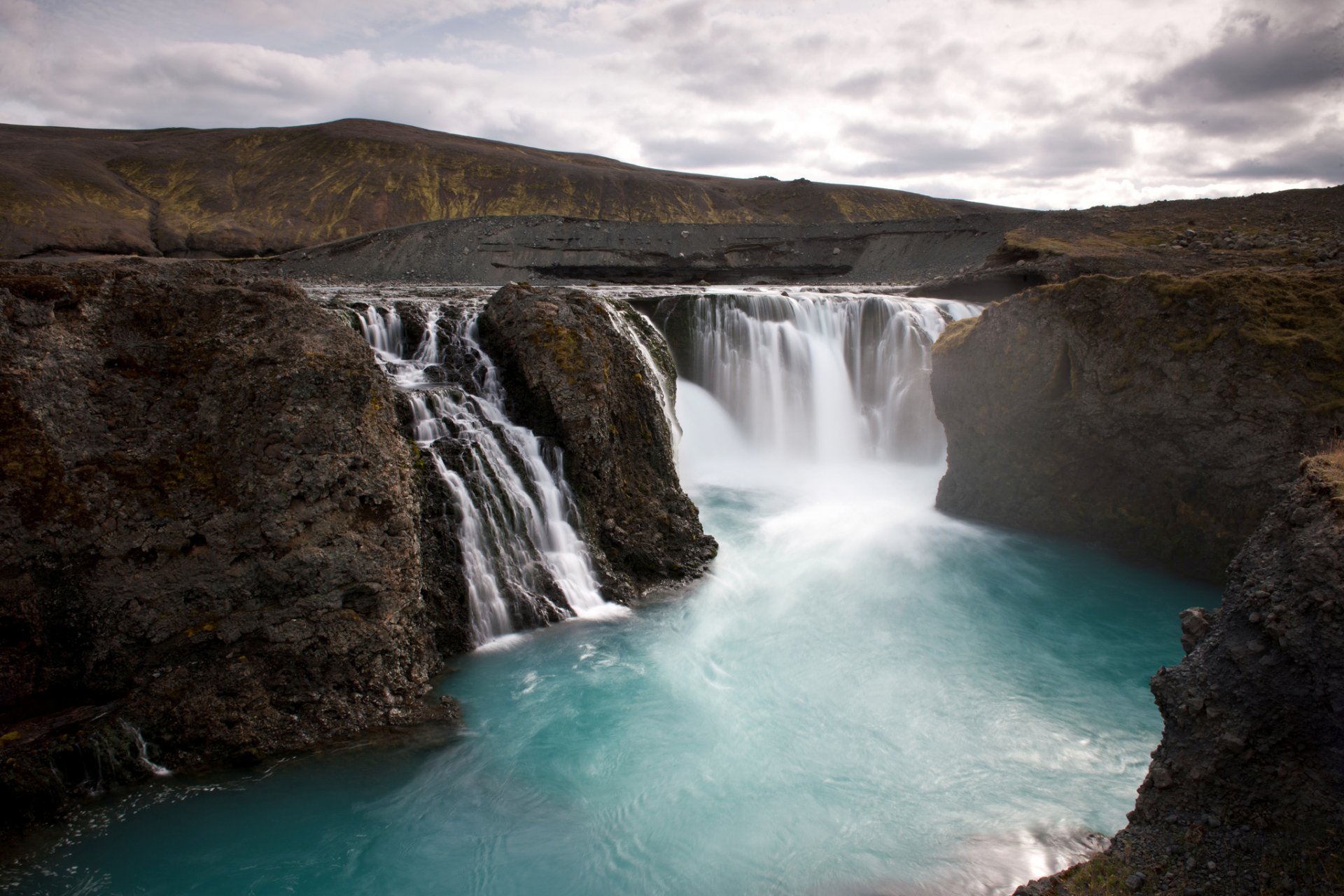 islandia garganta cascada lago naturaleza