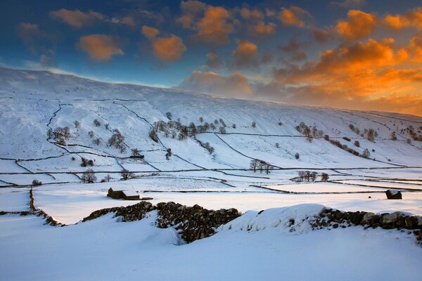 Snowy hills in England