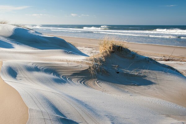 Красивый песчаный берег в солнечную погоду
