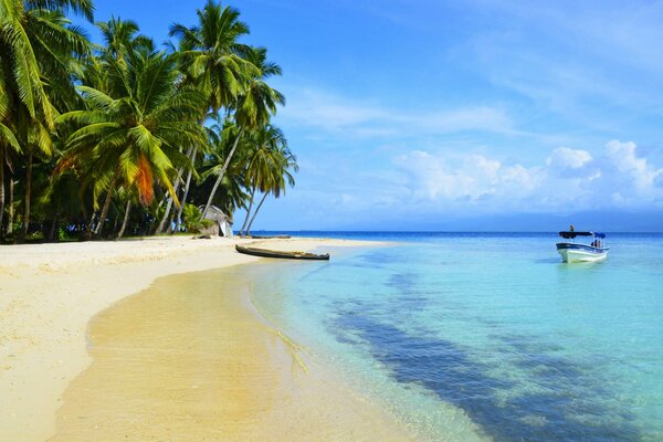 Łodzie nad morzem w tropikalnej plaży