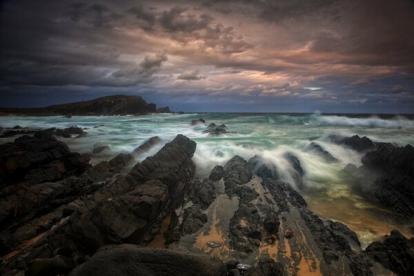 A storm at sea and a wonderful sky