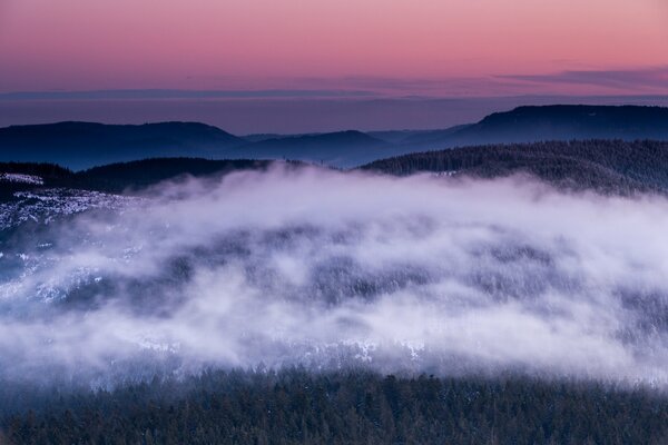 Evening sunset with panoramic view