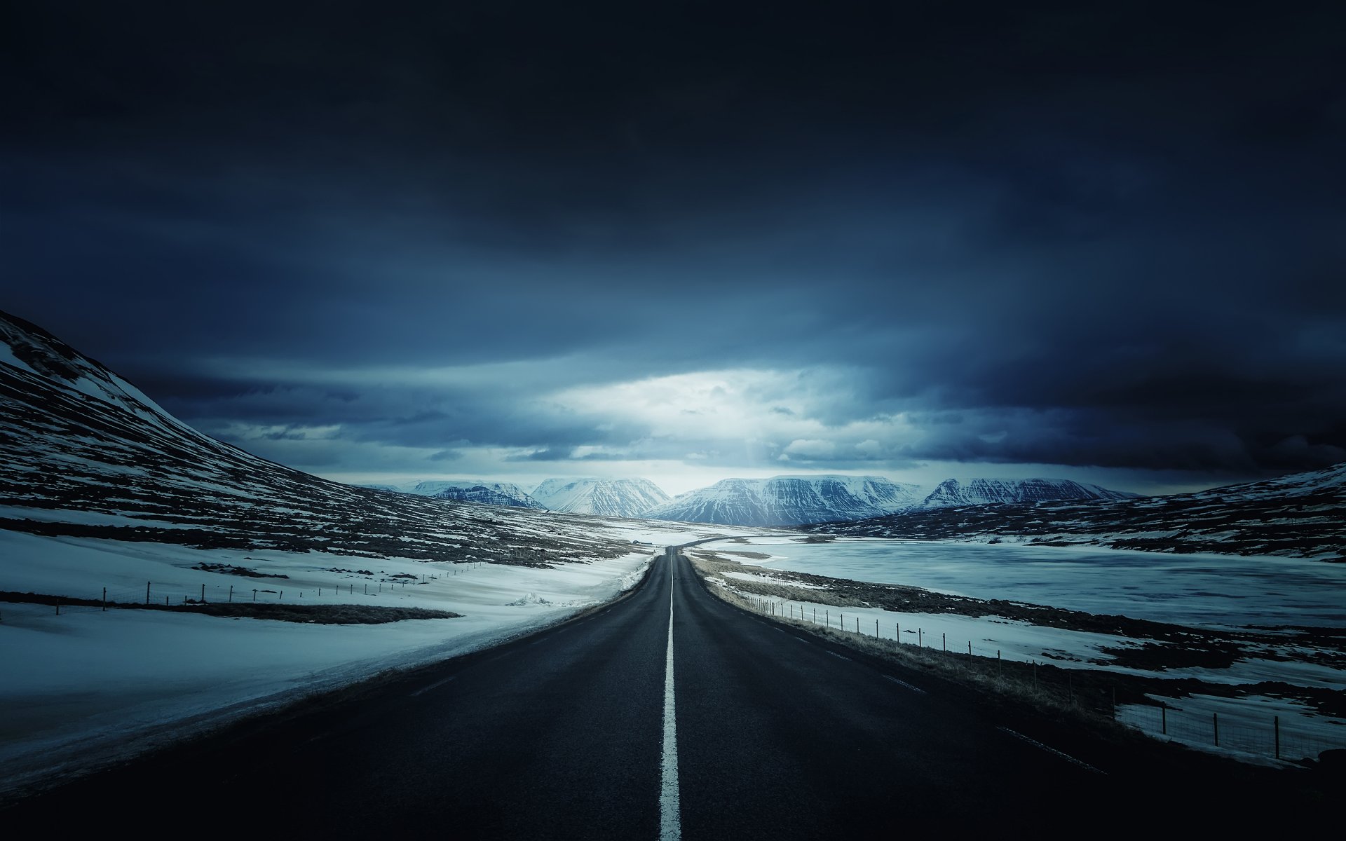 island ringstraße straße berge schnee natur