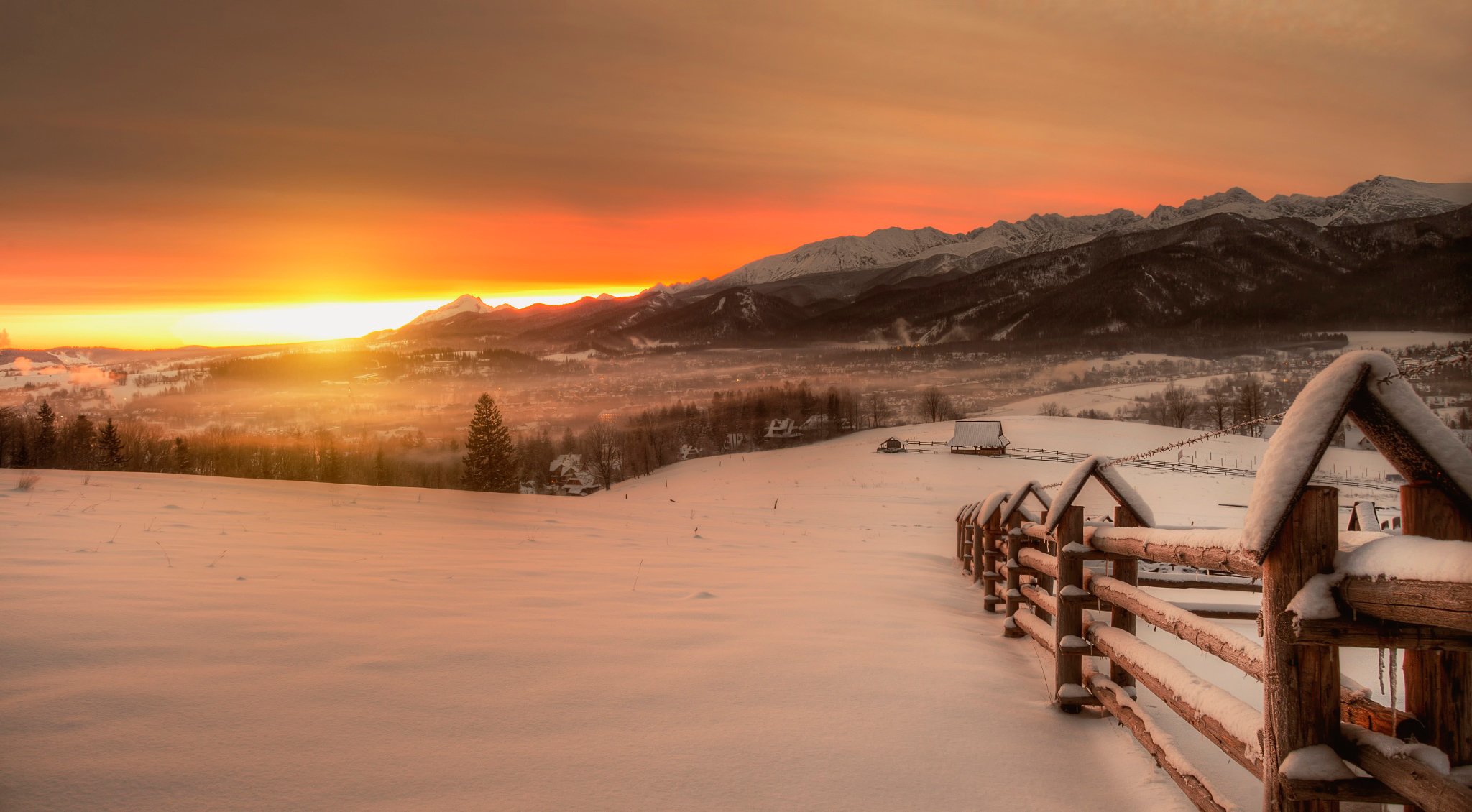 hohe tatra berge winter morgendämmerung