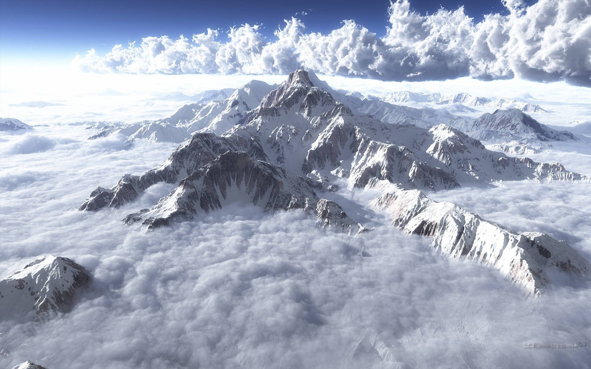 montagnes ciel nuages brouillard gel neige everest