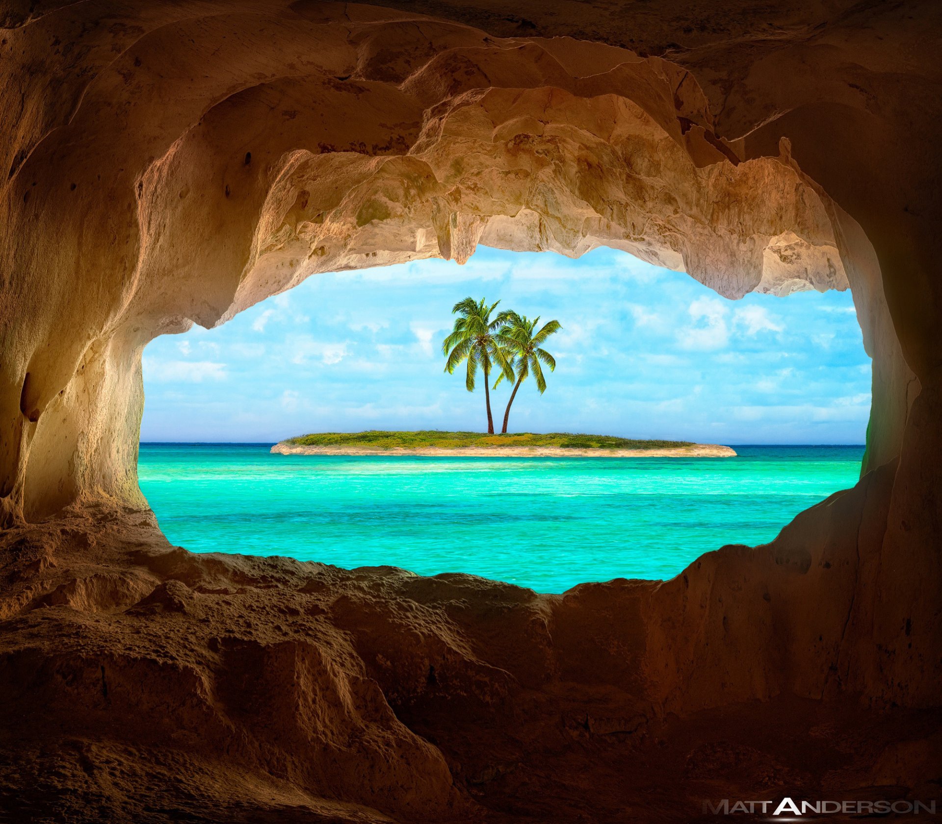 pazifischer ozean karibische inseln insel palmen grotte felsen